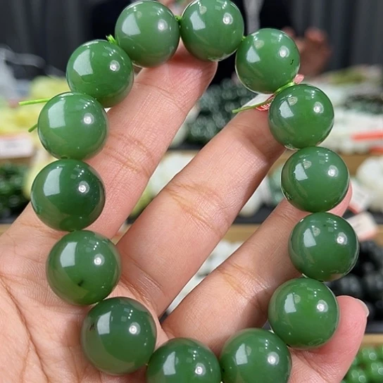 手链未镶嵌和田玉纯天然俄罗斯碧玉卡16圆珠