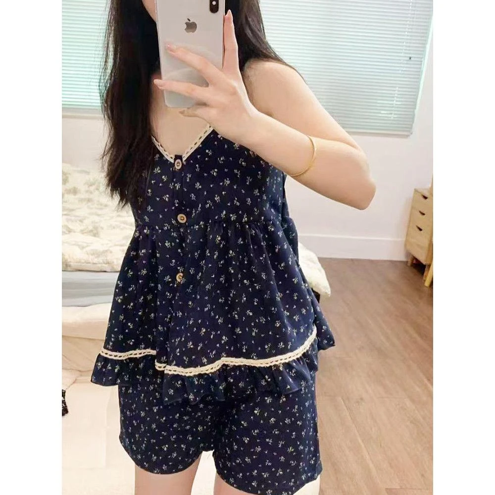 吊带睡衣女夏季带胸垫2025新款云朵棉性感少女甜美夏天薄款家居服