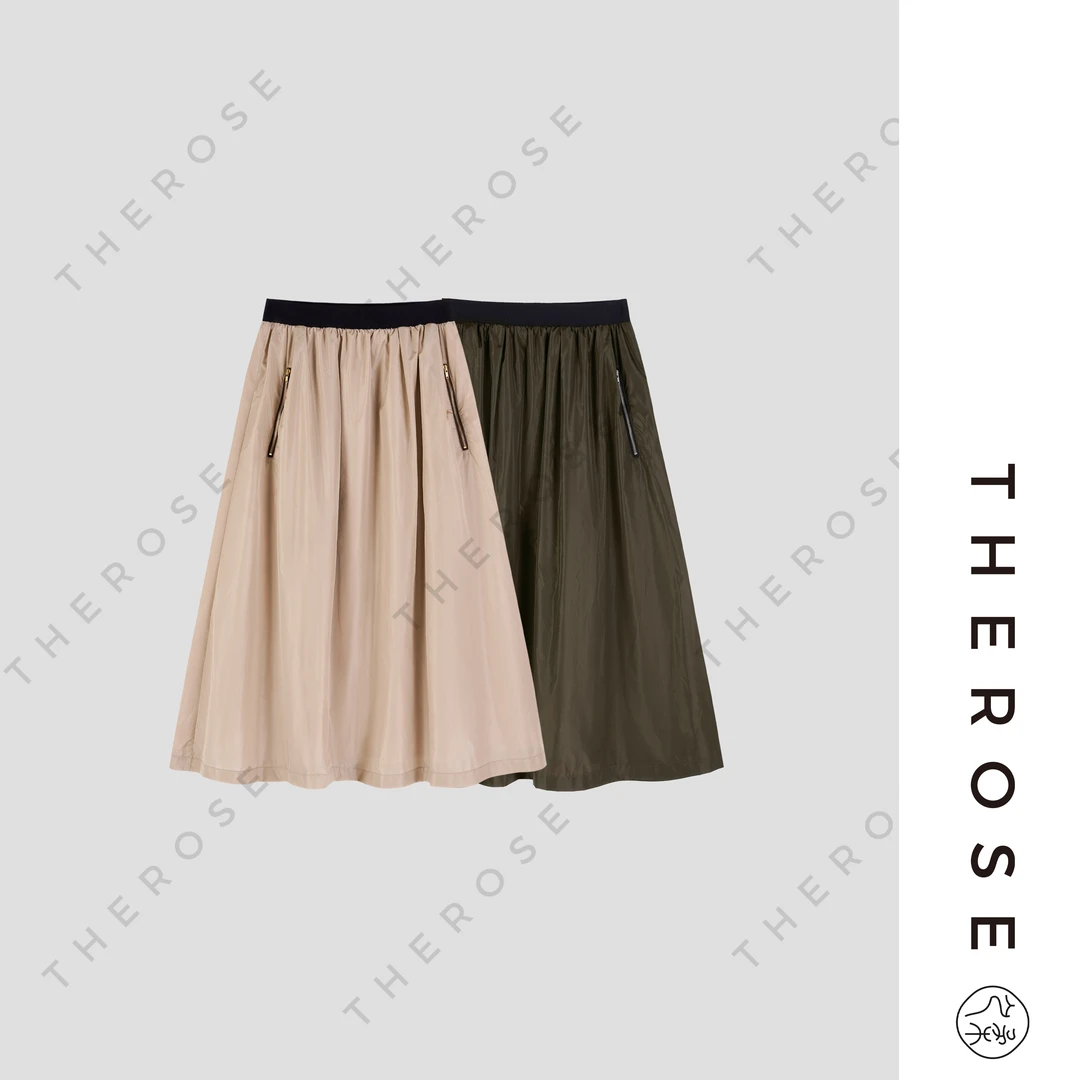 之柔【半漠】意大利进口LIMONTA强捻高密A字裙高腰抗皱挺括半身裙女