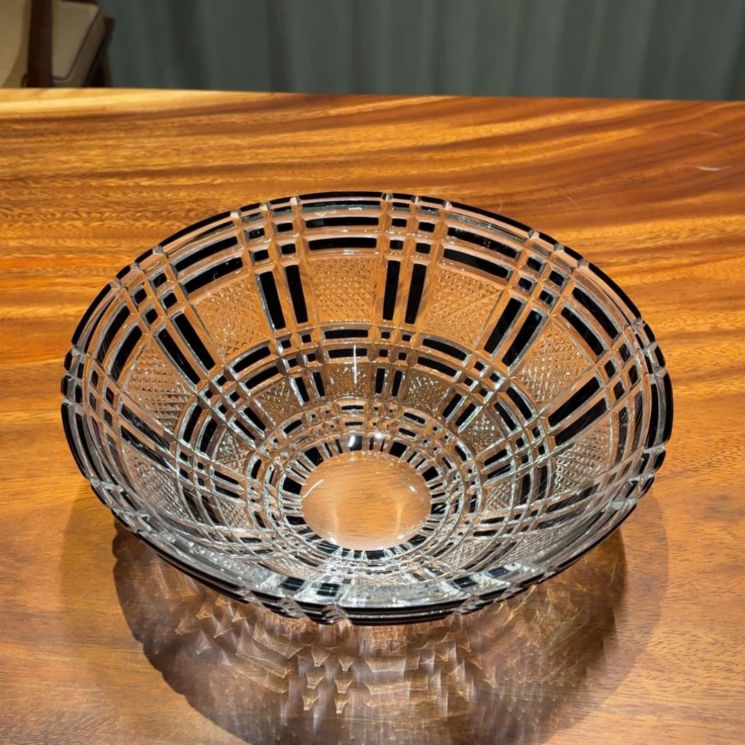 水晶玻璃平底款-黑色果碗25*10cm