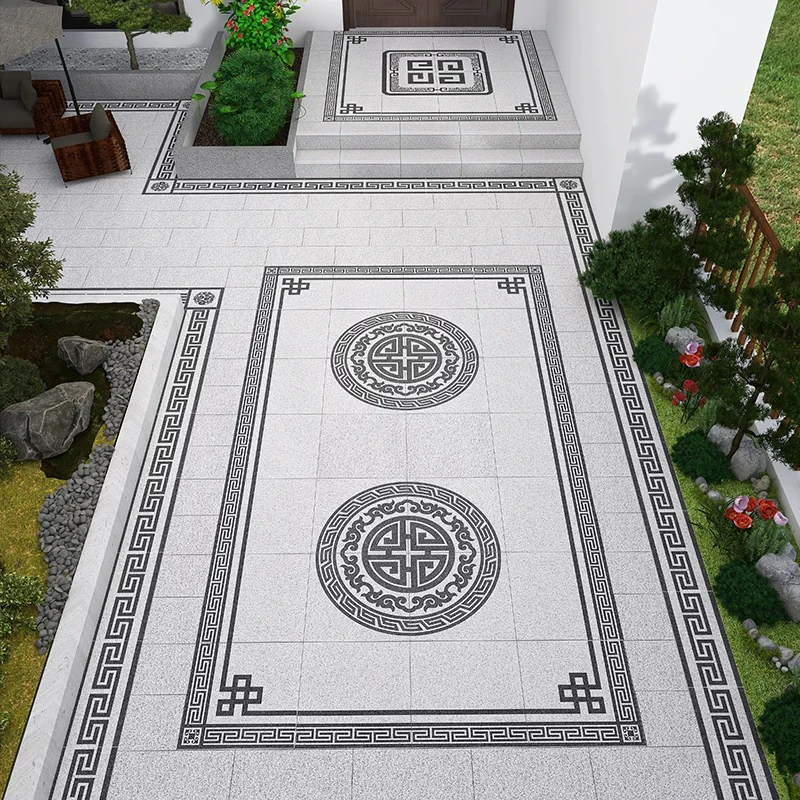 新中式别墅院子地砖无限拼花瓷砖入户地面砖防滑抗冻庭院地铺石