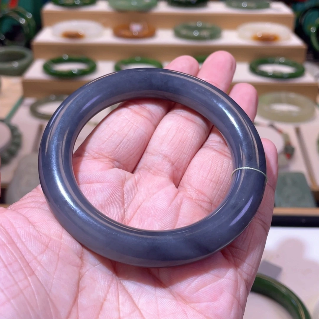 和田玉未镶嵌颈饰高品烟紫手镯57