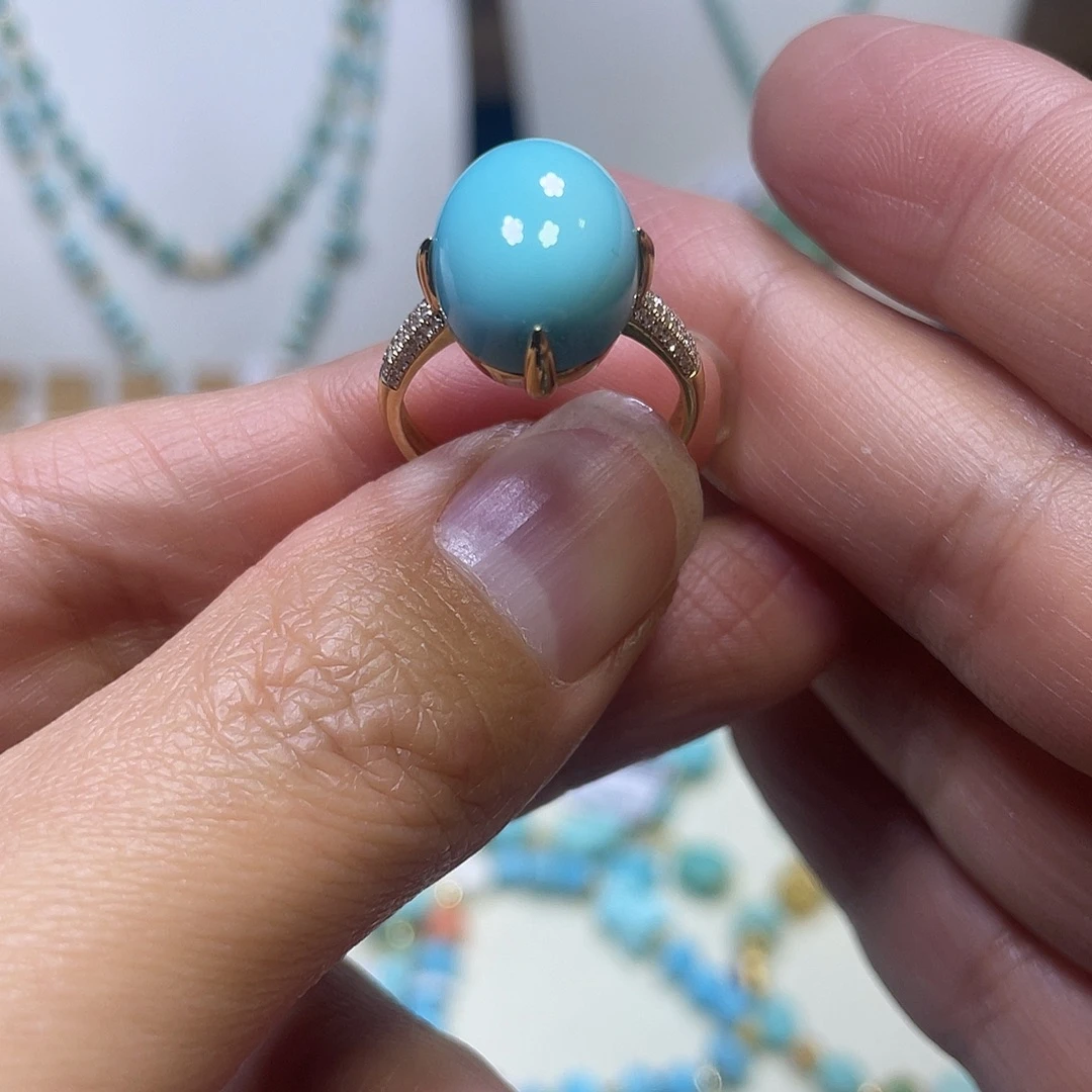 绿松石18K金镶嵌戒指