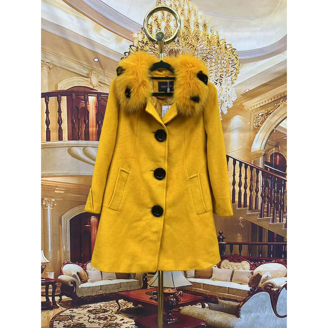 811韩版时尚羊毛秋冬女装毛呢中长款外套