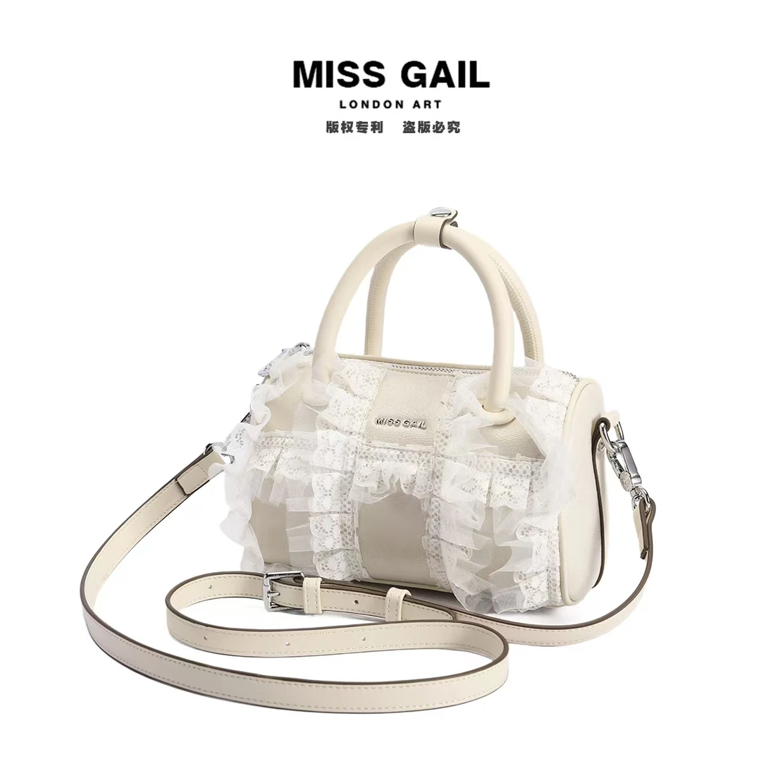 Miss Gail新款时尚潮流蕾丝斜挎包8162白
