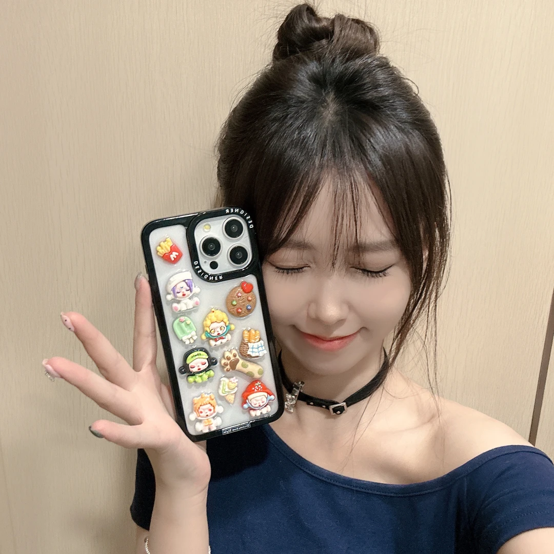 冰激凌泡泡女孩薯条卡通适用于苹果各型号手机壳可爱防摔设计