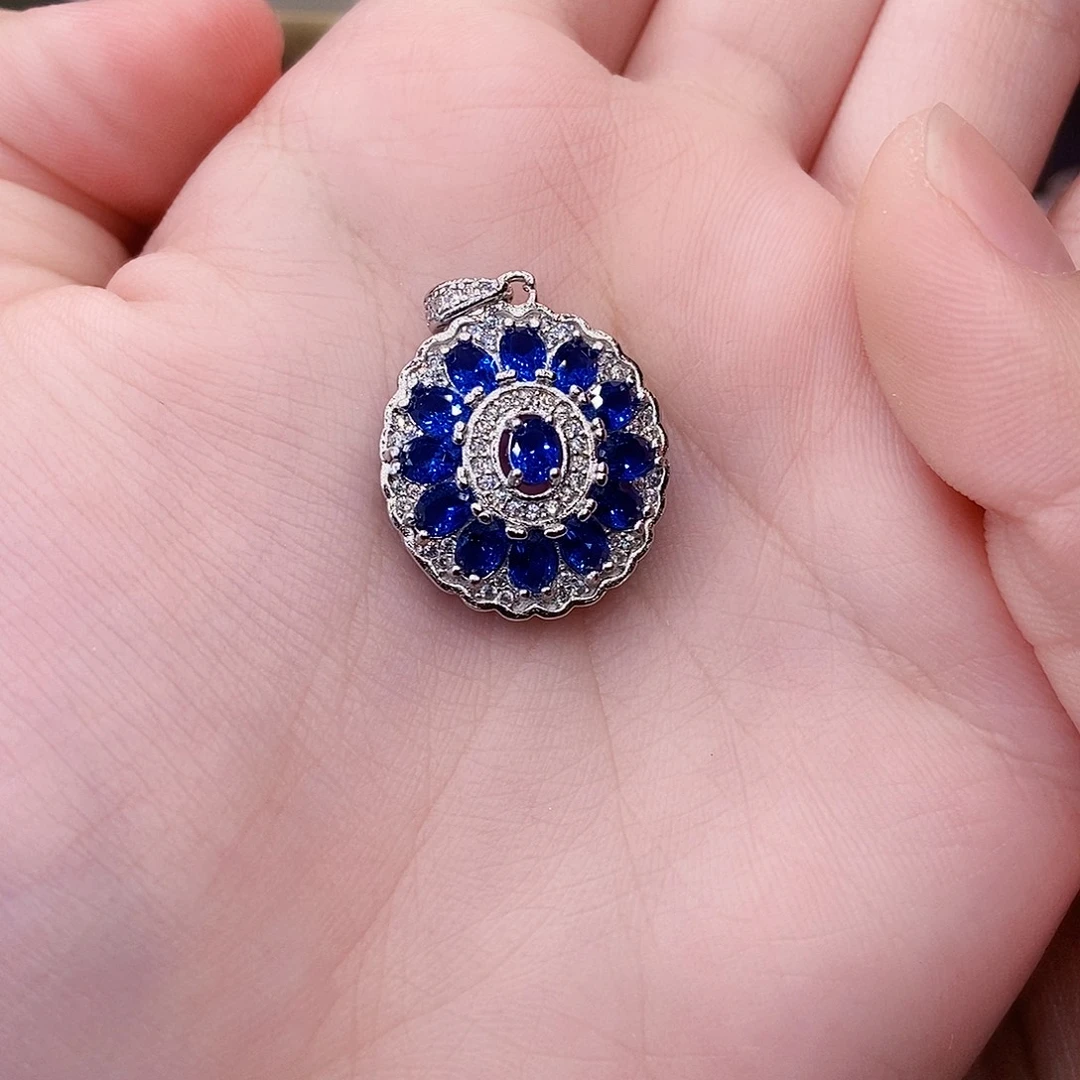 吊坠(赠链)银S925镶嵌蓝宝石