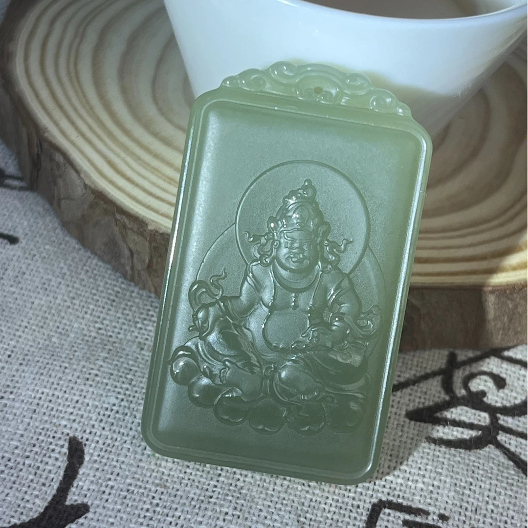 招财进宝和田玉双面精雕男款女款黄财神吊坠玉牌时尚多样性发货