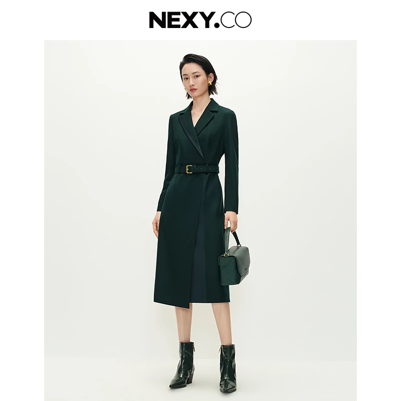 NEXY.CO/奈蔻气质时尚收腰中长款优雅连衣裙XF06176W0/XF06184K7
