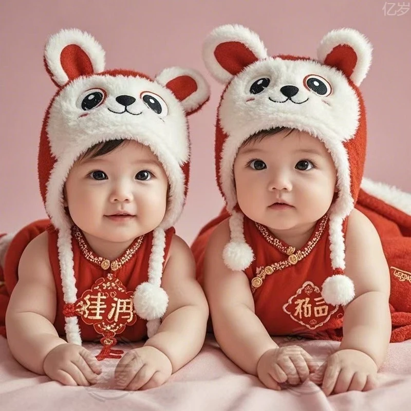 可爱双胞胎萌娃财运送子自粘贴画新房早孕婚房宝宝画床头客厅自粘