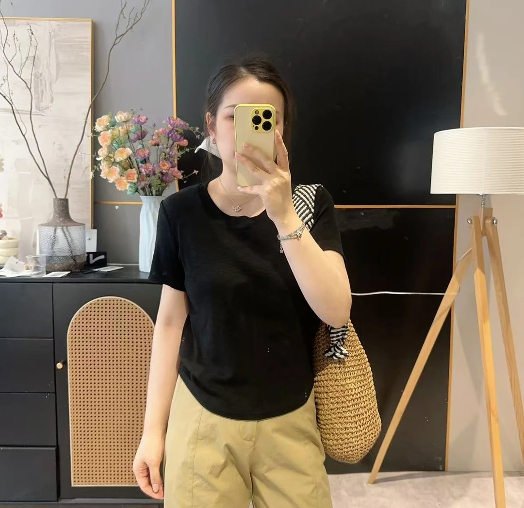 【欧加粒粒】后背镂空正肩短袖圆领螺纹T恤2025夏显瘦百搭 H82546