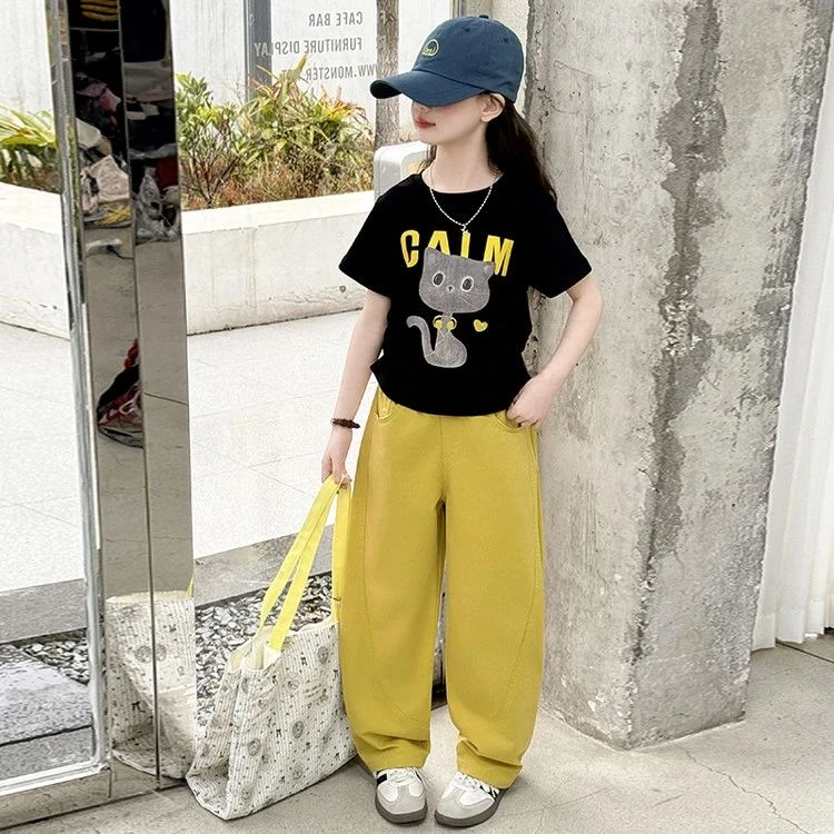 女童套装夏装2025新款儿童短袖T恤两件套女大童夏季衣服童装女孩9