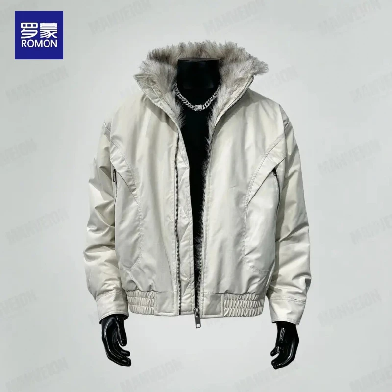 罗蒙幽灵哈灵顿座山雕加绒加厚夹克外套男短款重工加绒加厚棉服男
