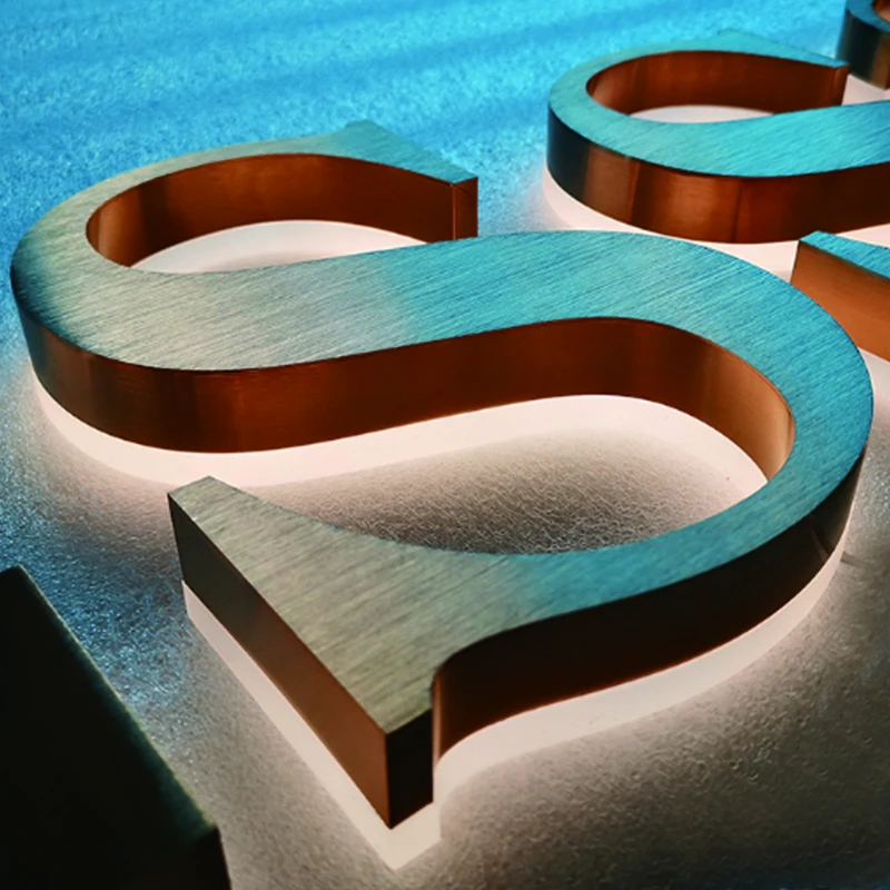 店铺装修门头不锈钢水晶字定做金属标识牌背发光字设计安装生产