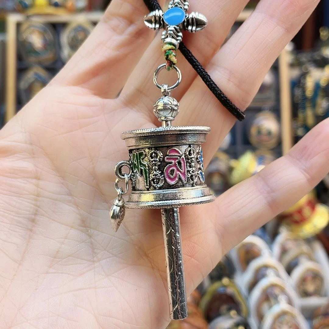 泥塑六字箴言 转经筒 挂件