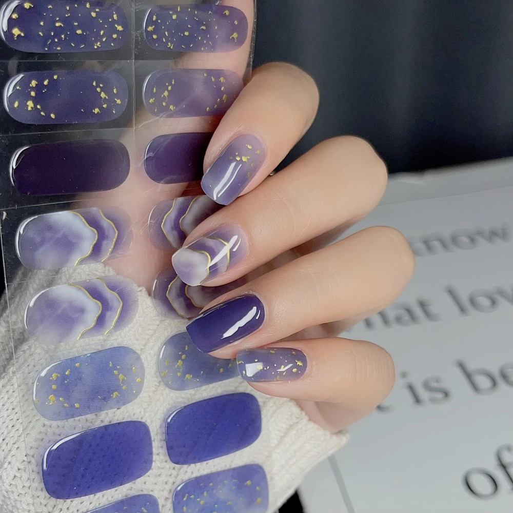 【照灯变硬】海蓝冰川新013半固化凝胶美甲贴防水不掉20指