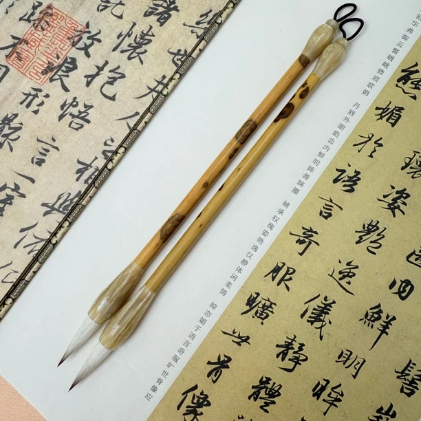 湘妃竹软弹狼羊兼毫毛笔 笔尖柔弹 楷书行书中楷毛笔画画书法创作