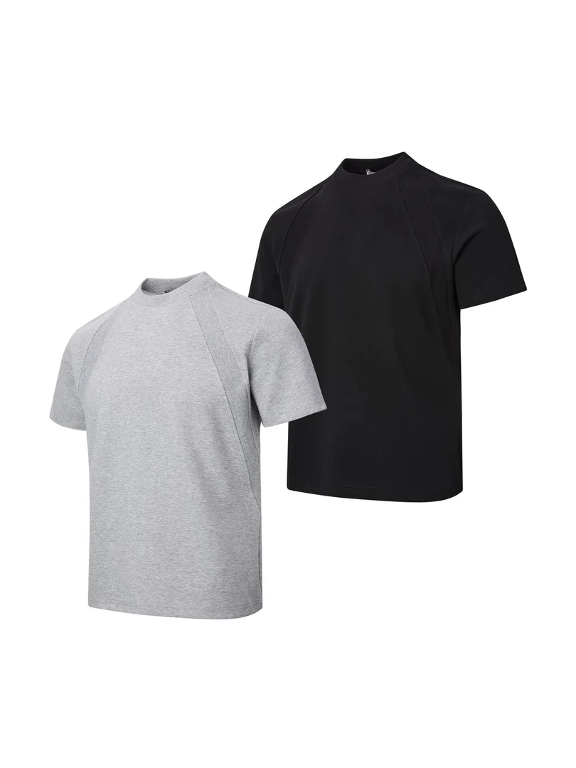 EME 280g澳产氨纶太空棉空气层拼接短袖T恤纯色短T短款boxy版型