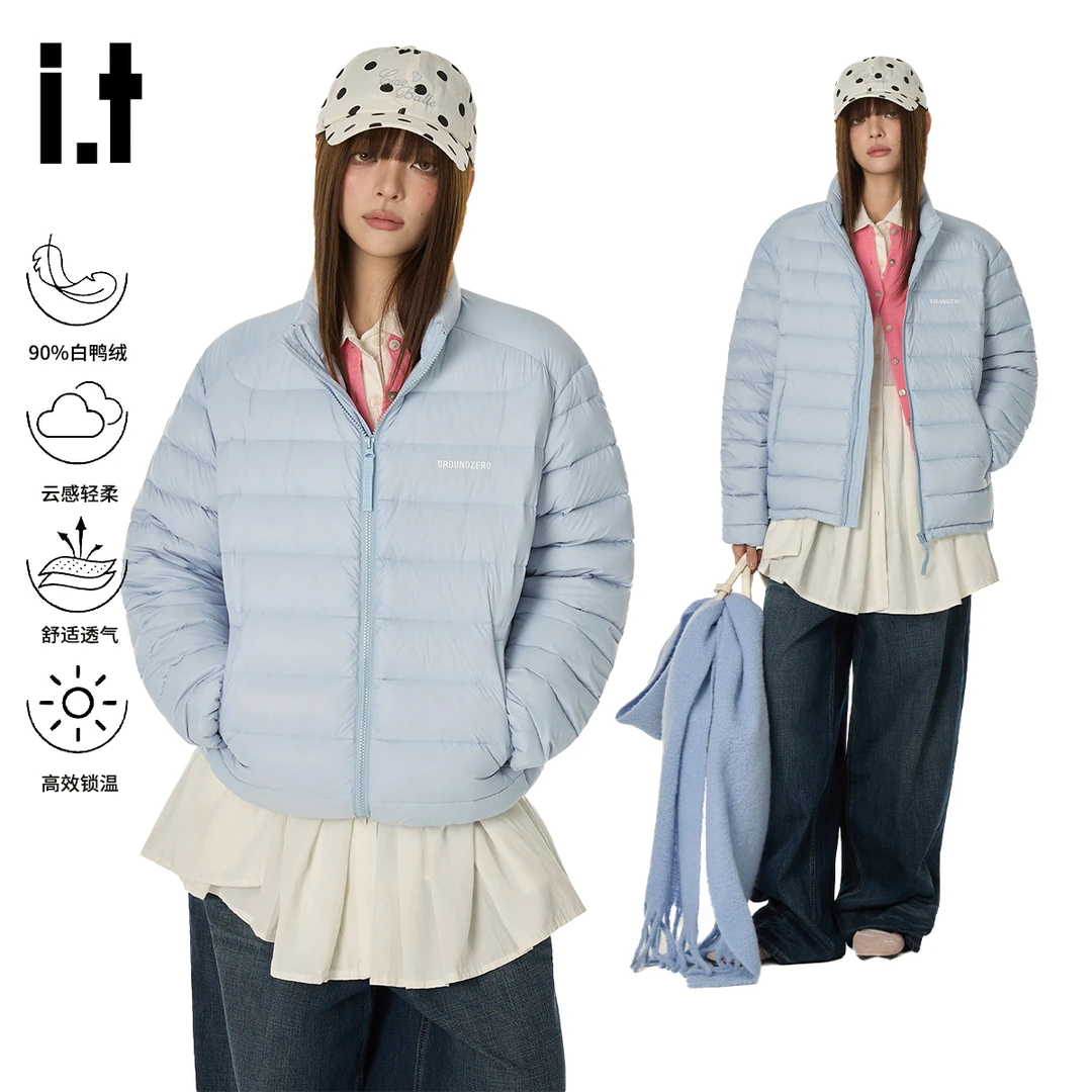 i.t GROUNDZERO轻薄款排骨羽绒服外套男女款情侣冬季90白鸭绒