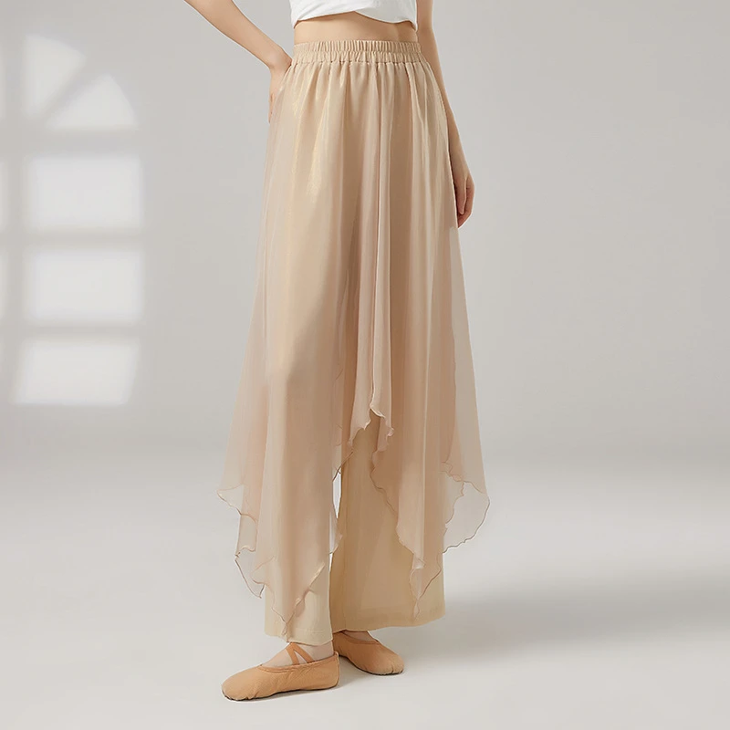 古典舞蹈服装飘逸双层裤子宽松中国风表演服女阔腿裙裤练功服