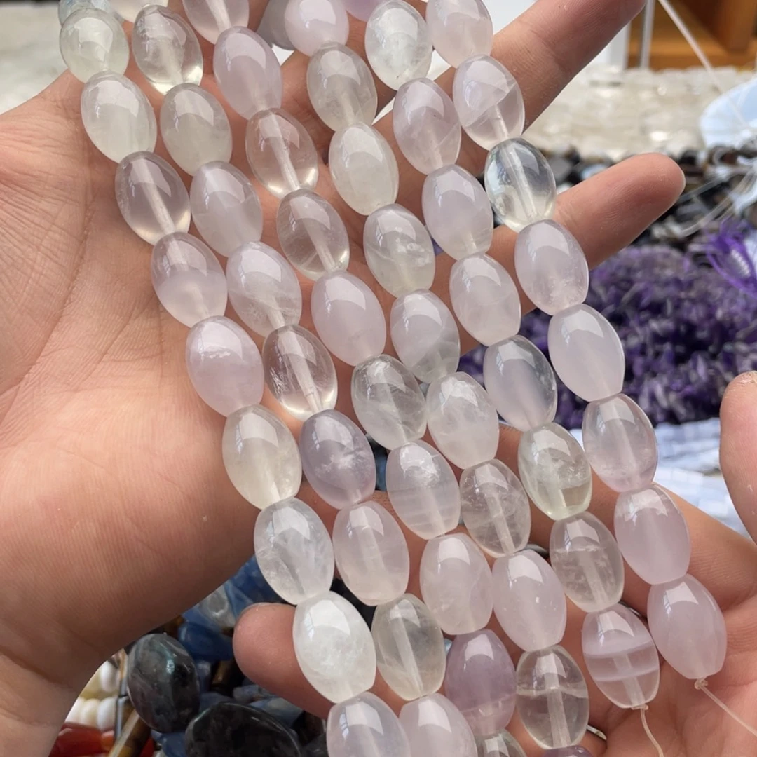 合金玛瑙/玉髓珠宝半成品一条装浅色彩莹鼓珠11*16mm