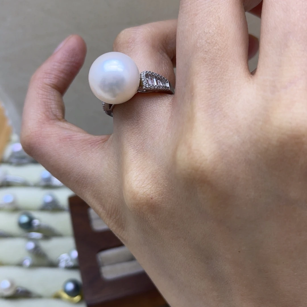 戒指银S925镶嵌淡水珍珠