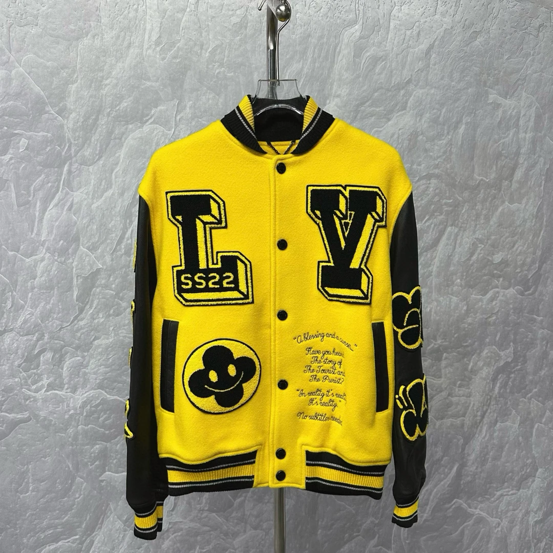 未使用 LouisVuitton/路易威登 下山虎拼皮棒球服外套 48码D17097