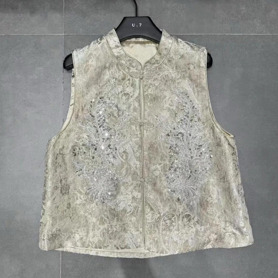 【三顺服饰】｛珠子重工马甲｝马甲时尚马夹
