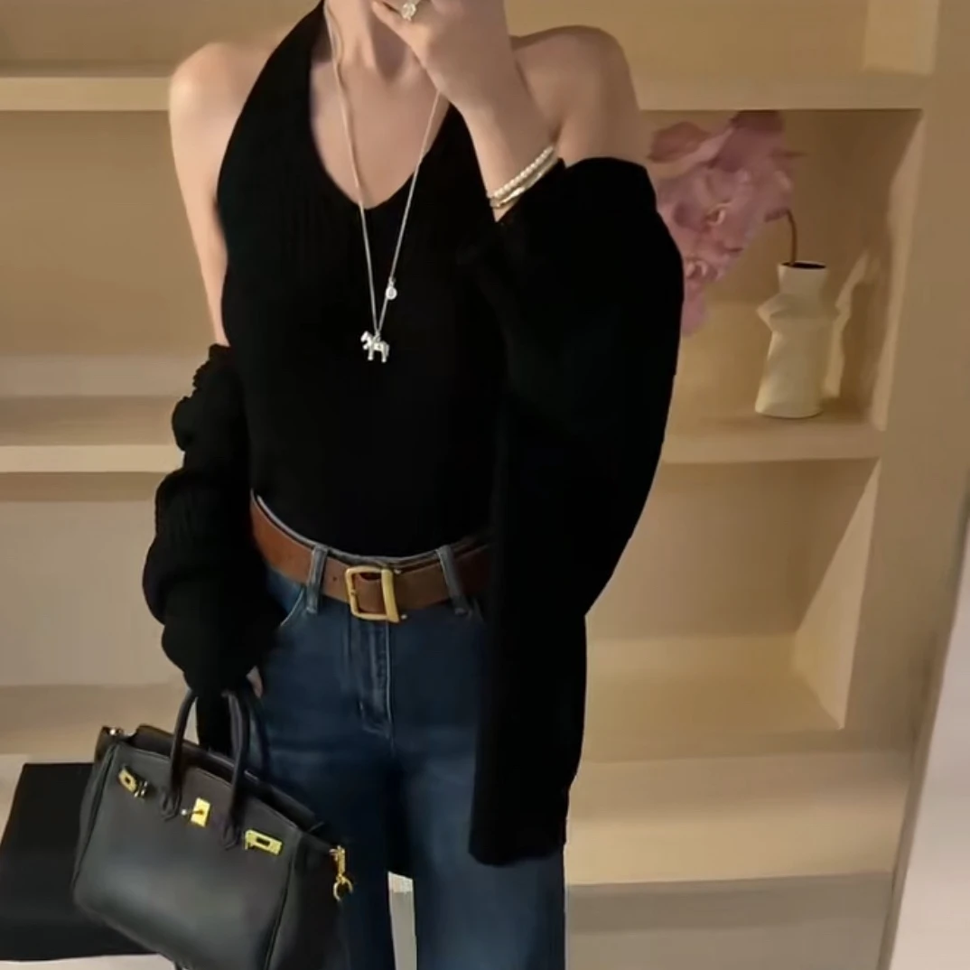 毛衣牛仔裤网红针织显瘦不起球宽松型短款厚款毛针织衫女