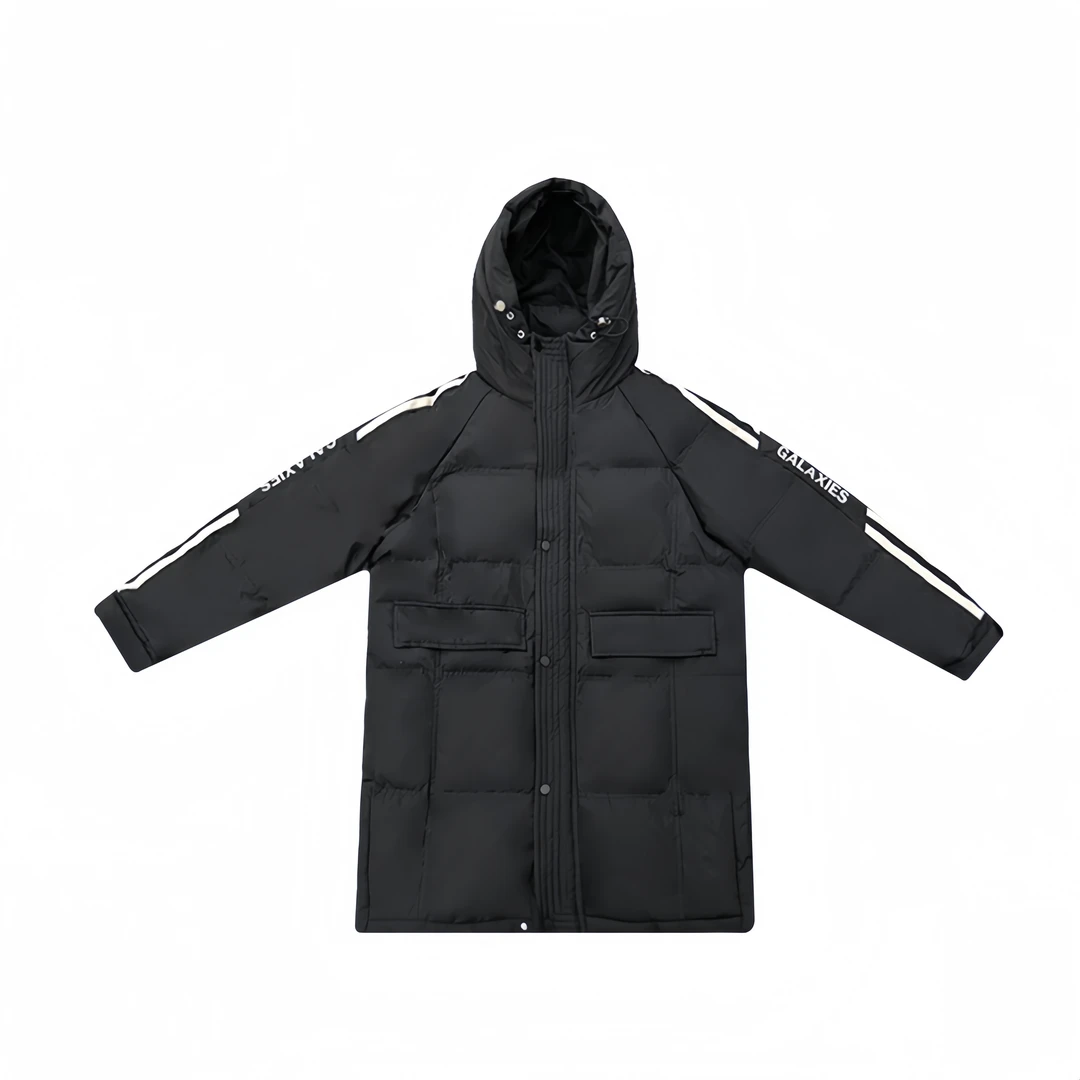 【璐璐专属】冬季加厚连帽男款中长款条纹百搭保暖外套866668