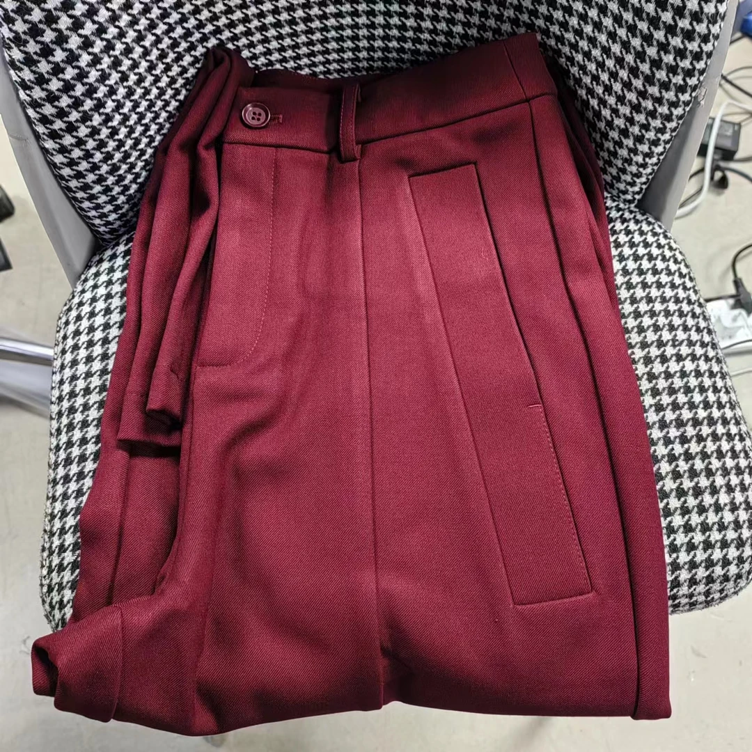 【南油玲姐】红色直筒休闲裤81330