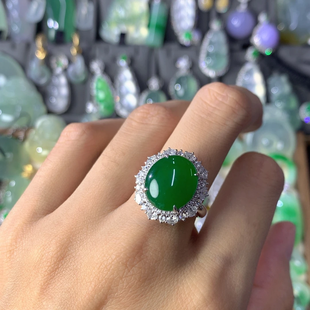 翡翠18K金镶嵌吊坠(不含链)