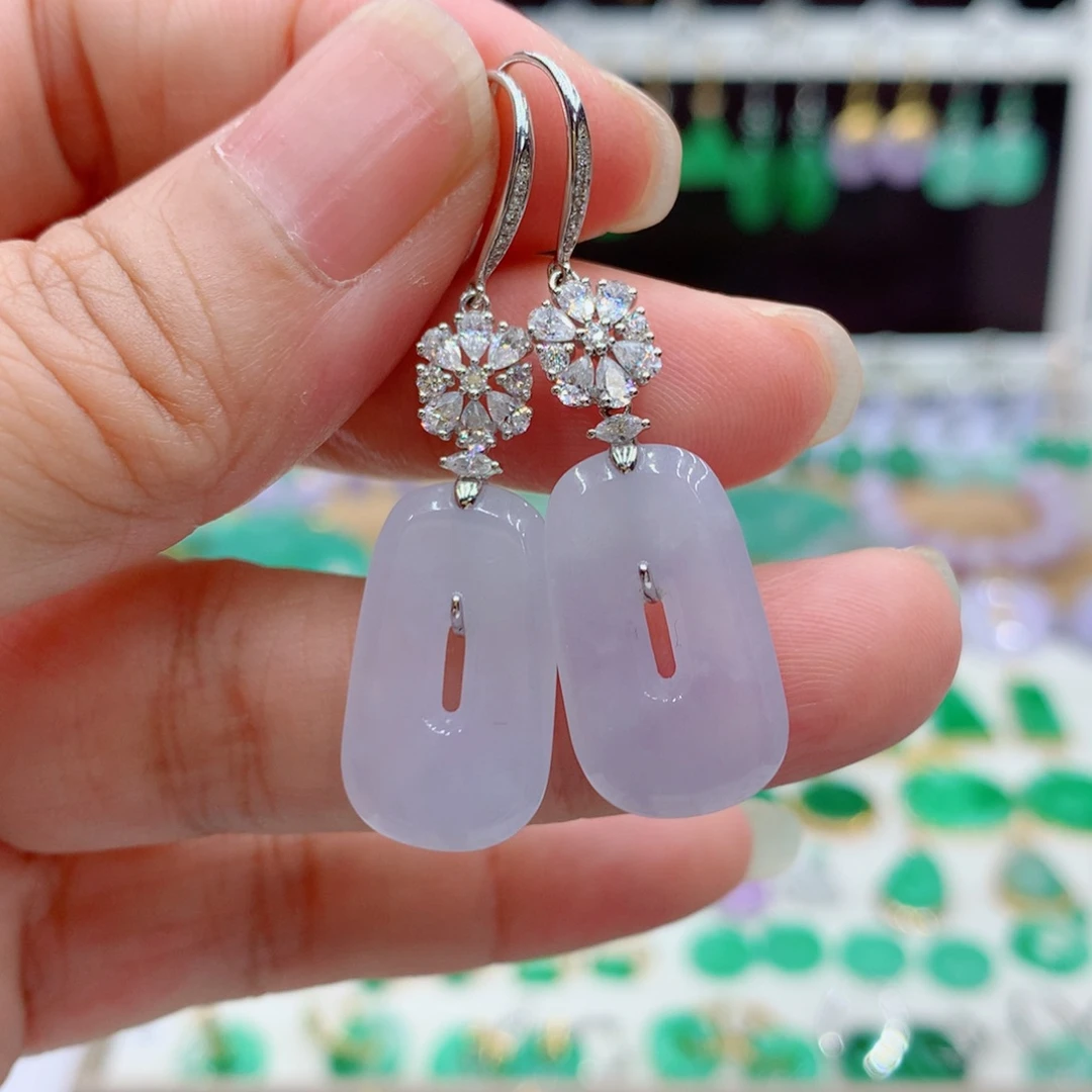 翡翠18K金镶嵌耳饰