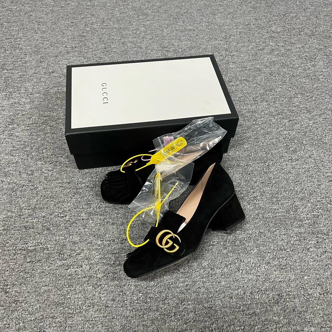 全新未使用 GUCCI/古驰 Gucci 麂皮高跟鞋36码