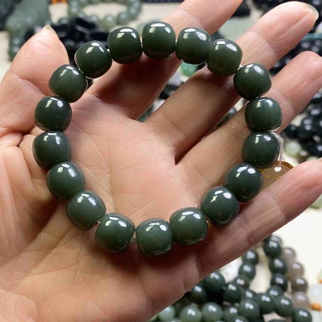 遥***及和田玉未镶嵌手链和田玉且末料卡12老型手串