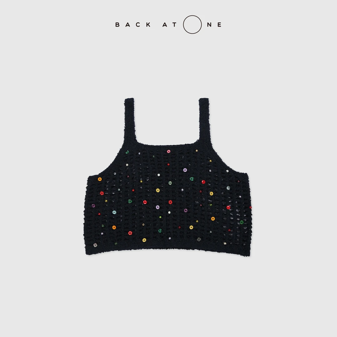 BackAtOne“糖果日记” 趣味彩色扣子藏青色针织背心 BFS-1AF367H-K