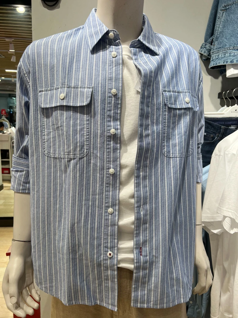 佐丹奴25年秋季男士工装风口袋宽松休闲百搭纯棉衬衫01045032