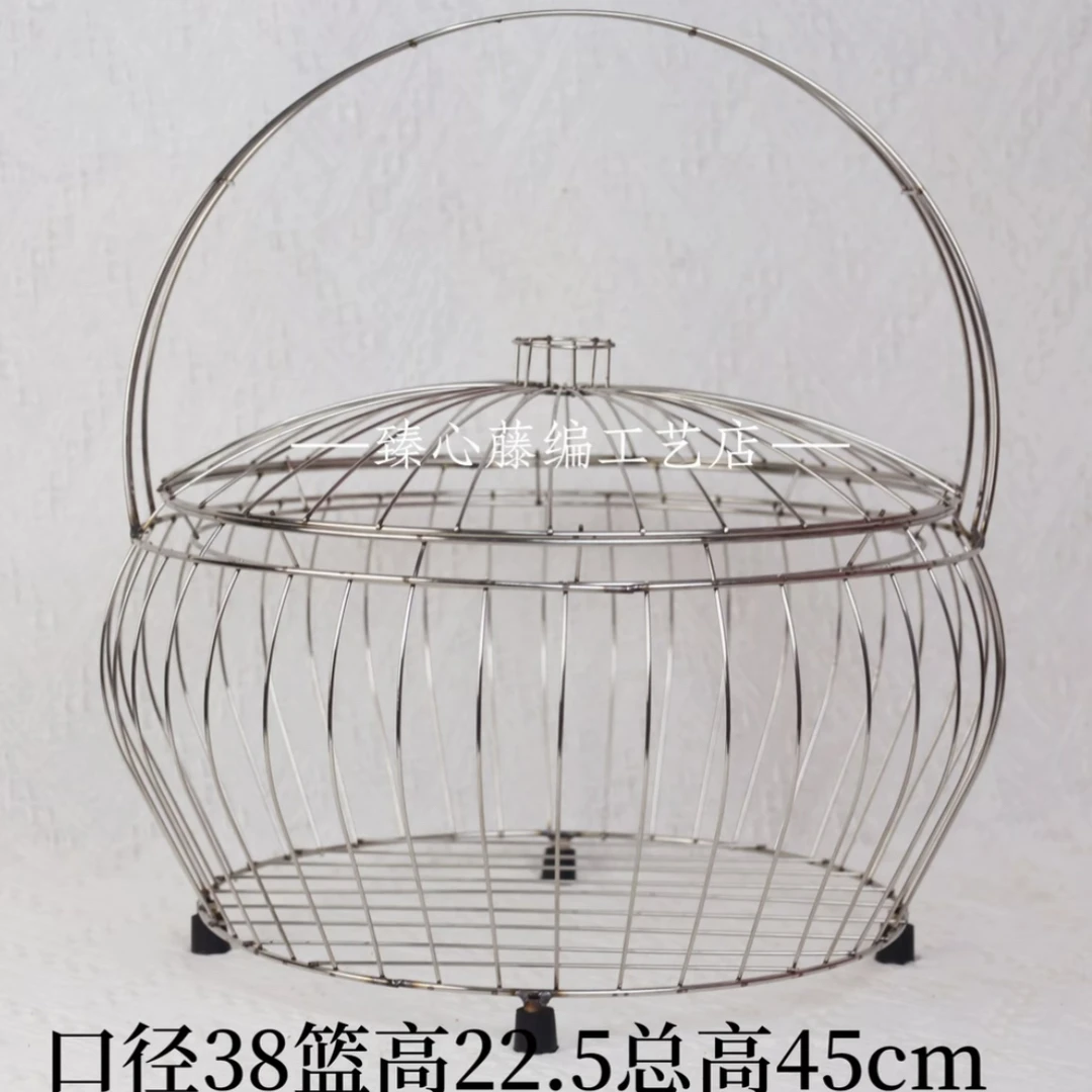 不锈钢圆口圆底拜篮铁架】半成品铁艺拜神祭祖篮野餐送餐篮大容量