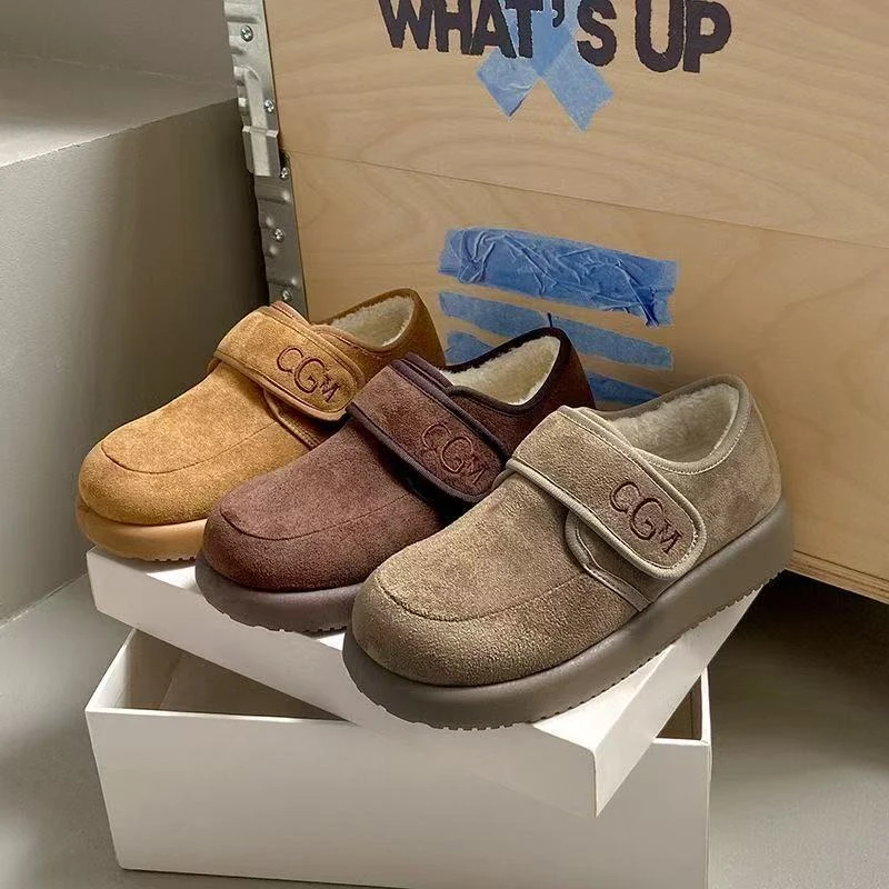 【品牌补贴】TTG冬季新款加绒加厚保暖软底防滑脚蹬勃季女棉鞋铁头