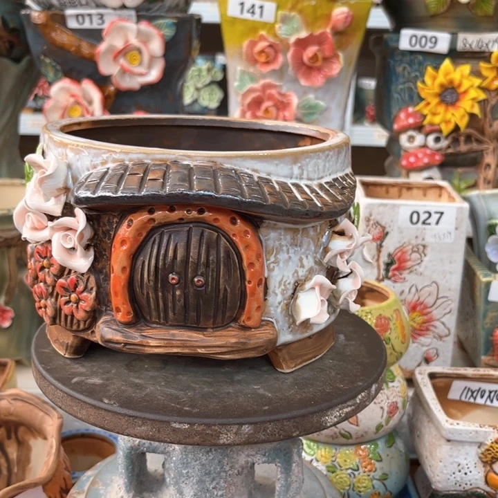 紫砂花盆粗陶材质多肉花盆