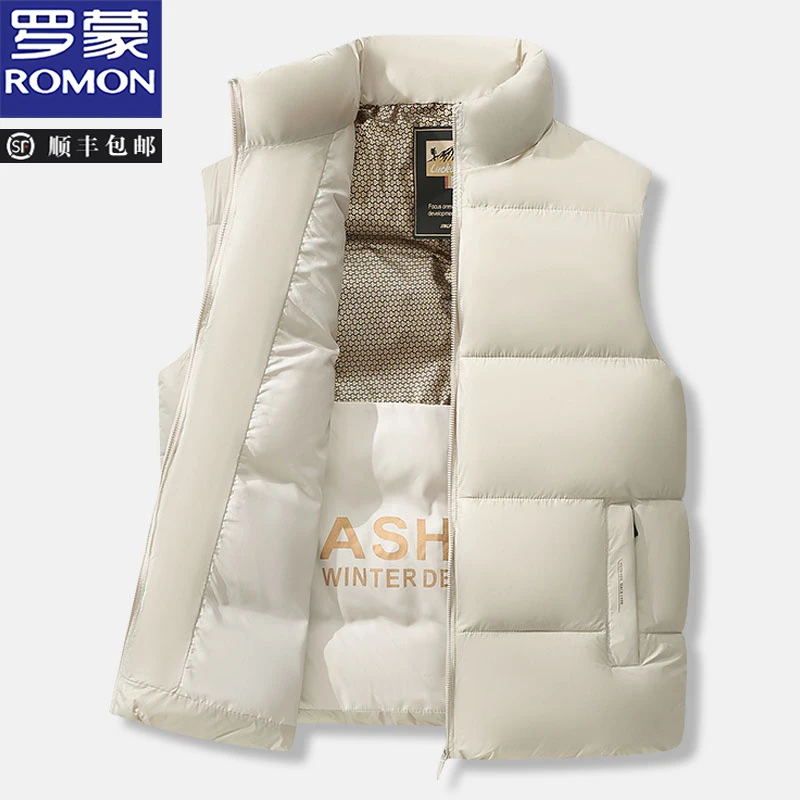 罗蒙秋冬季男士新款棉服黑金加厚保暖背心休闲百搭中青年马甲外套