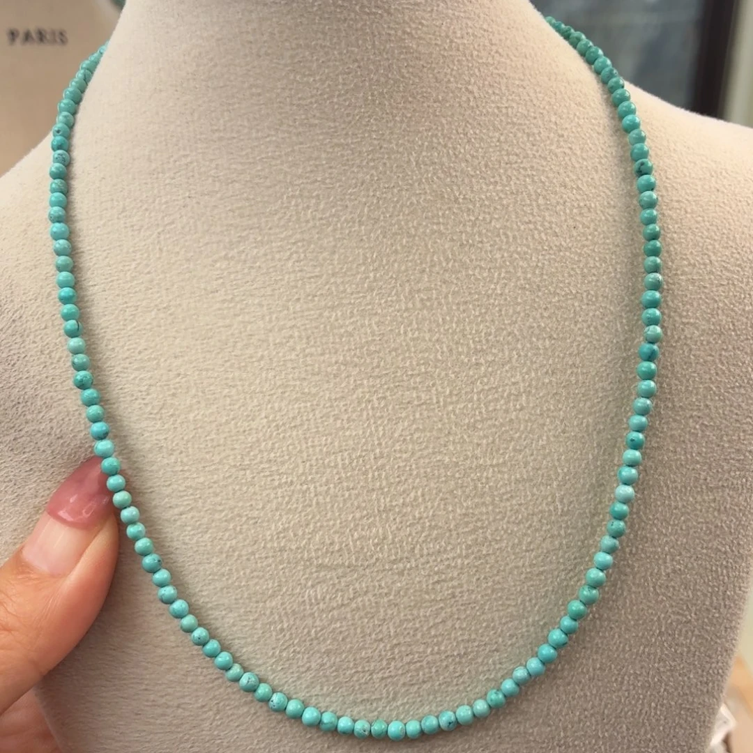 绿松石银S925镀金镶嵌颈饰