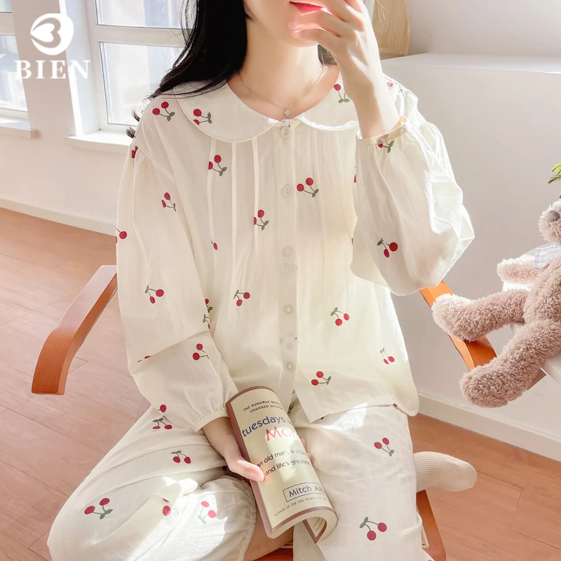 BIEN韩版睡衣女春秋季甜美可爱公主风家居服纯棉可外穿2025年新款