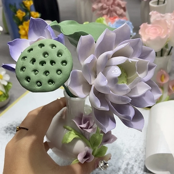 陶瓷纯手工捏花设计