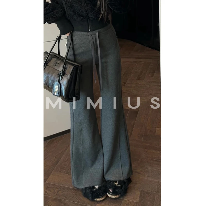 【mimius】U 抽绳分割显瘦微喇休闲裤 G12052