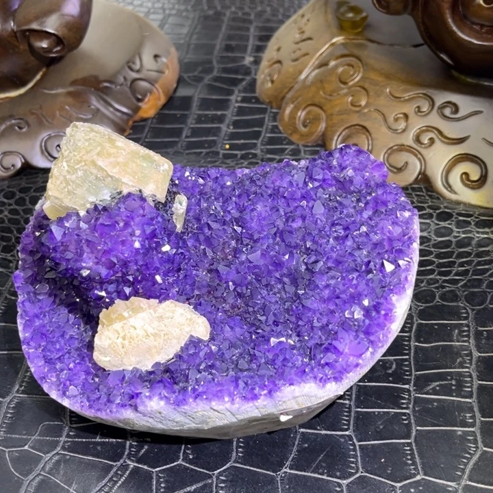未镶嵌发饰水晶奇石紫晶花盘