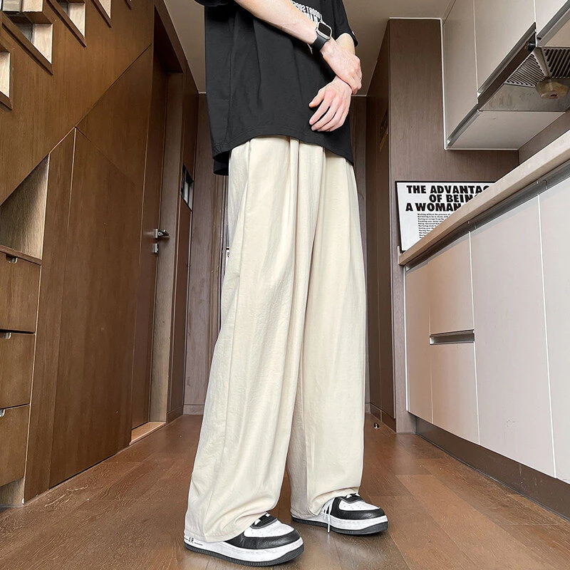 垂感冰丝裤子男夏季薄款潮牌宽松速干直筒阔腿裤慵懒风休闲山本裤