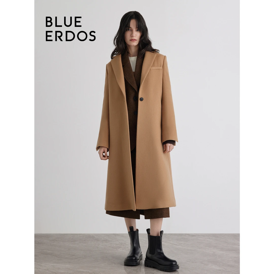 BLUE ERDOS秋冬气质美拉德绵羊毛女毛呢大衣B236K2002过膝