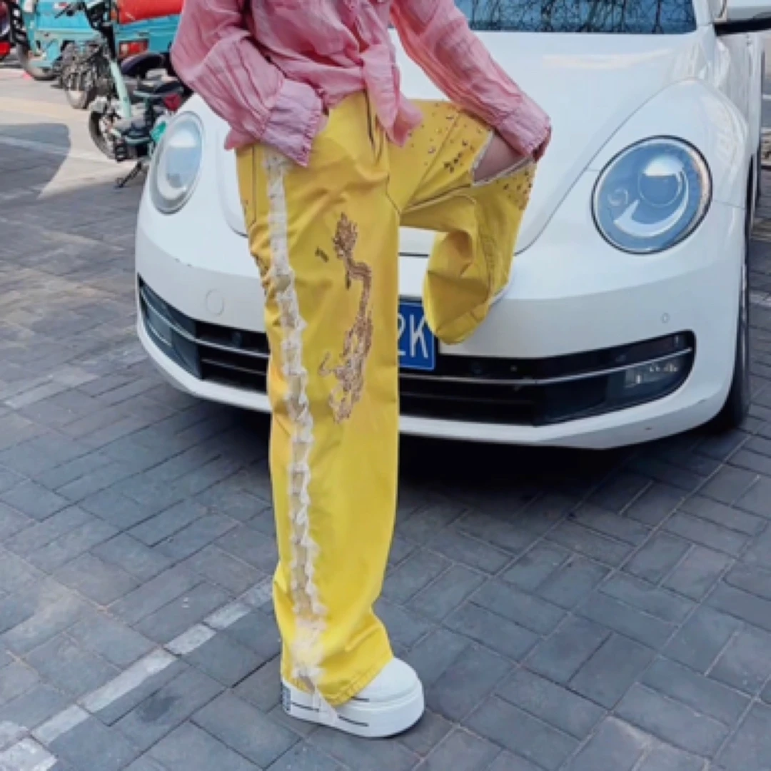 意大利潮牌代购重工钉珠牛仔裤