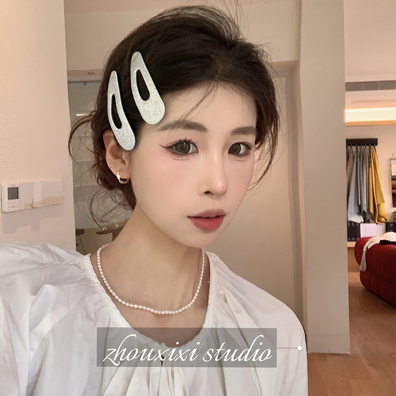 韩系欧尼同款闪闪银色发夹女侧边简约发卡bb夹